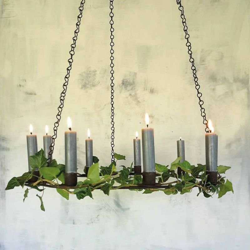 hanging wreath with candles