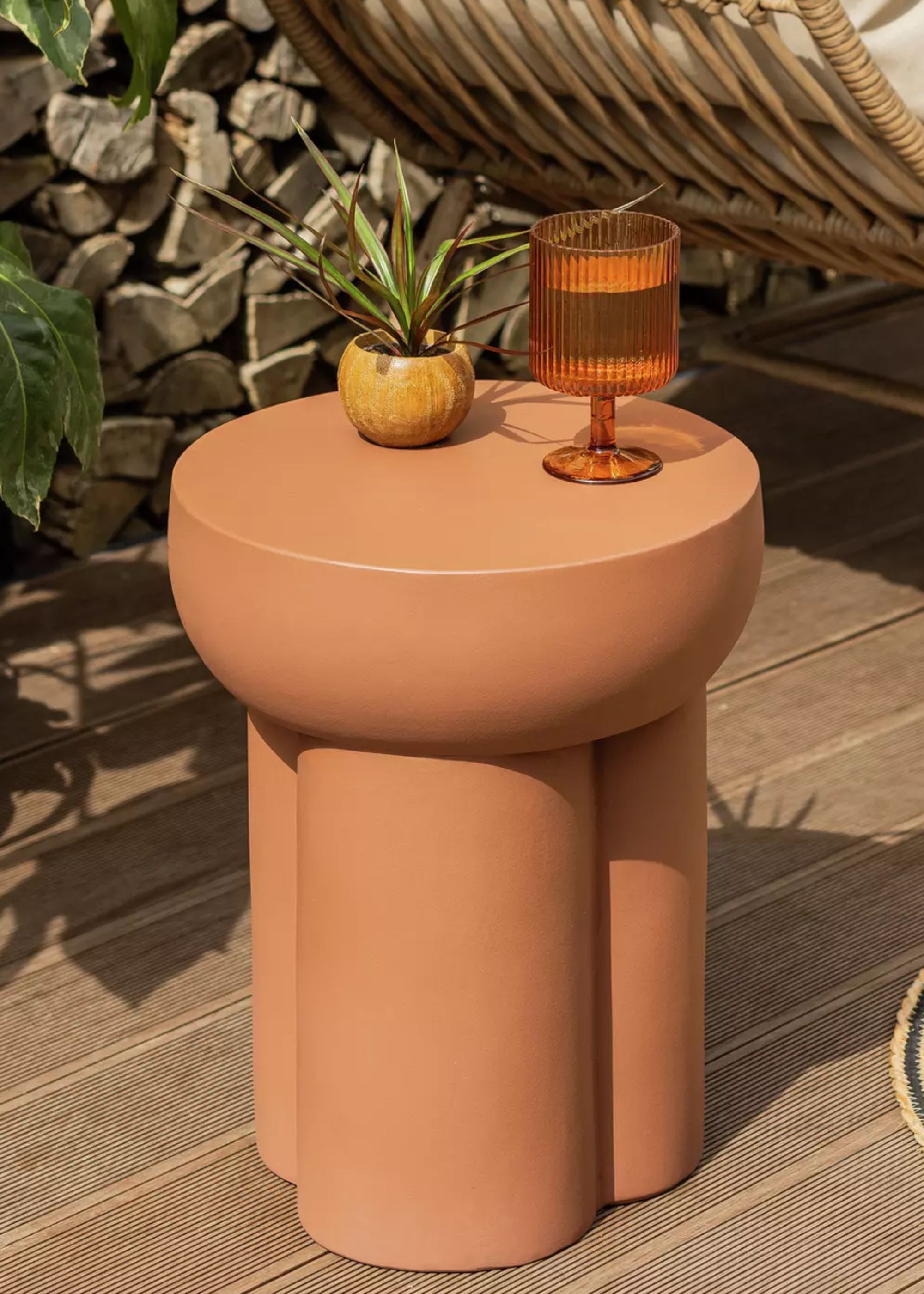 Habitat, Habitat Palma Round Concrete Effect Garden Side Table