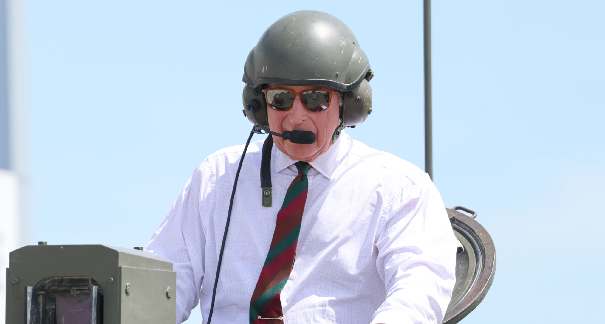 King Charles driving a tank