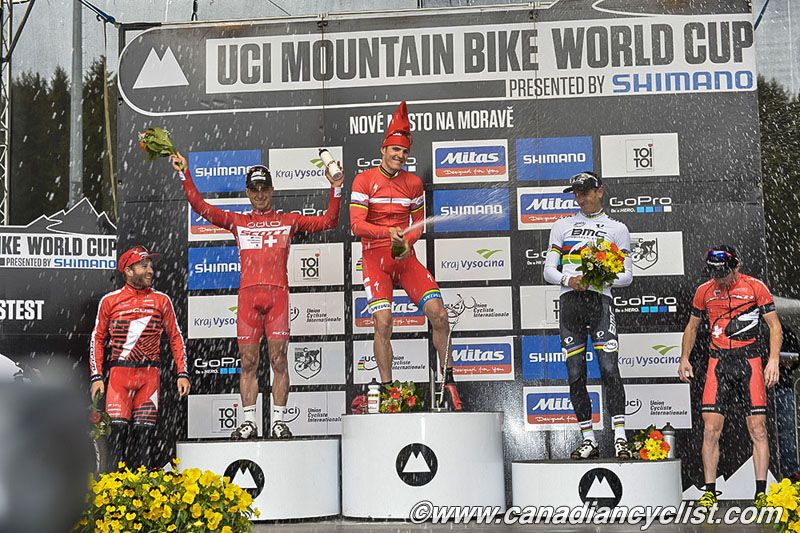 Podium: Florian Vogel, Nino Schurter, Jaroslav Kulhavy, Julien Absalon, Mathias Fluckiger