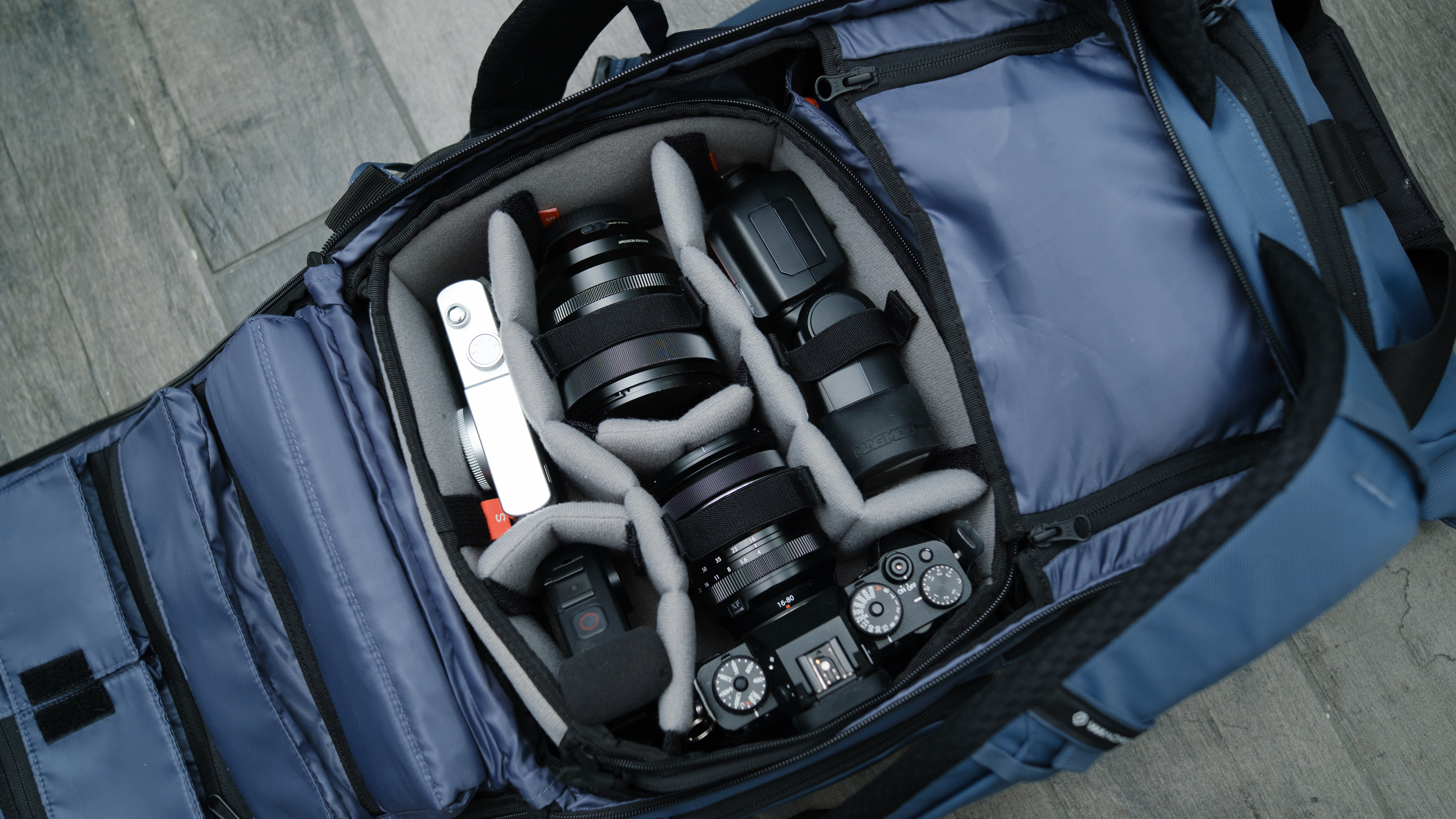 The Wandrd Prvke V4 camera backpack in Aegean Blue, 21L size