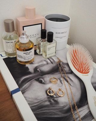 Perfumes on a vanity