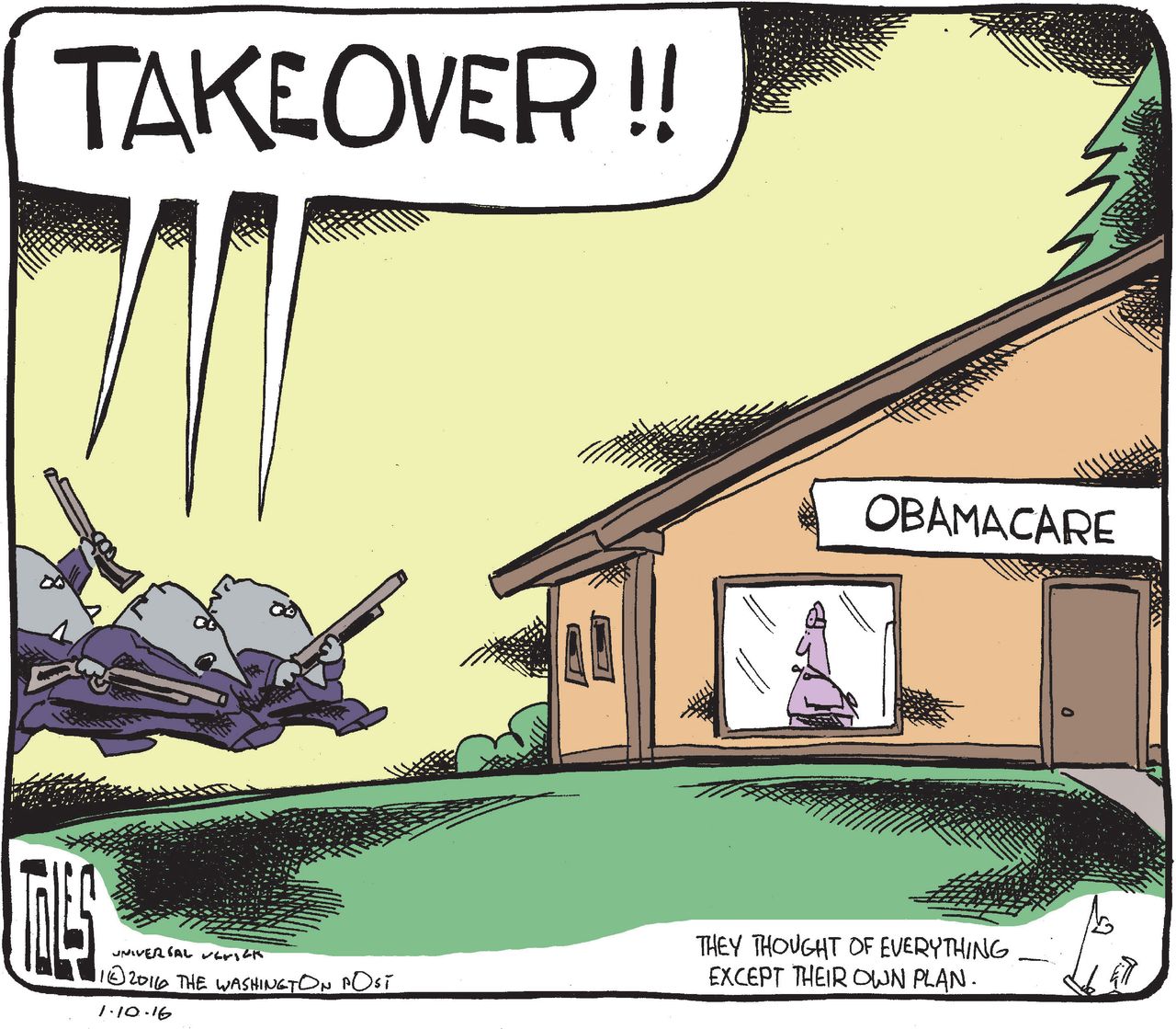 Editorial cartoon U.S. Obamacare