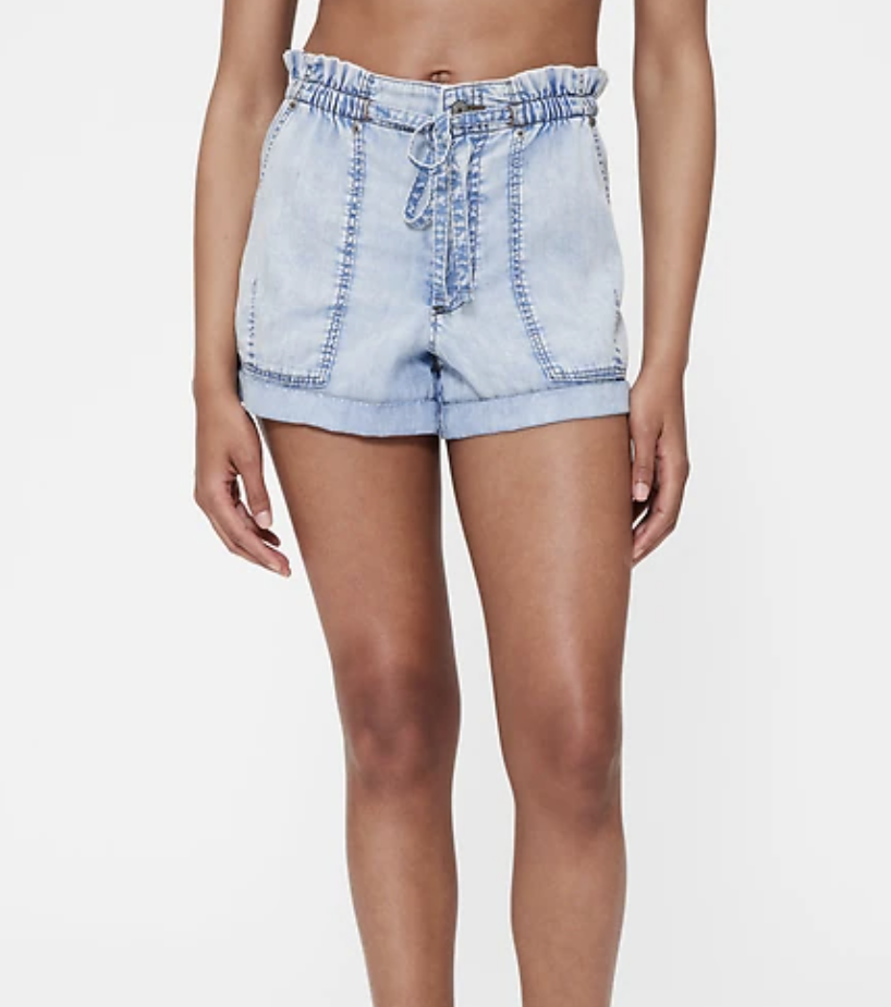 GapStudio, High Rise Draped Denim Easy Shorts