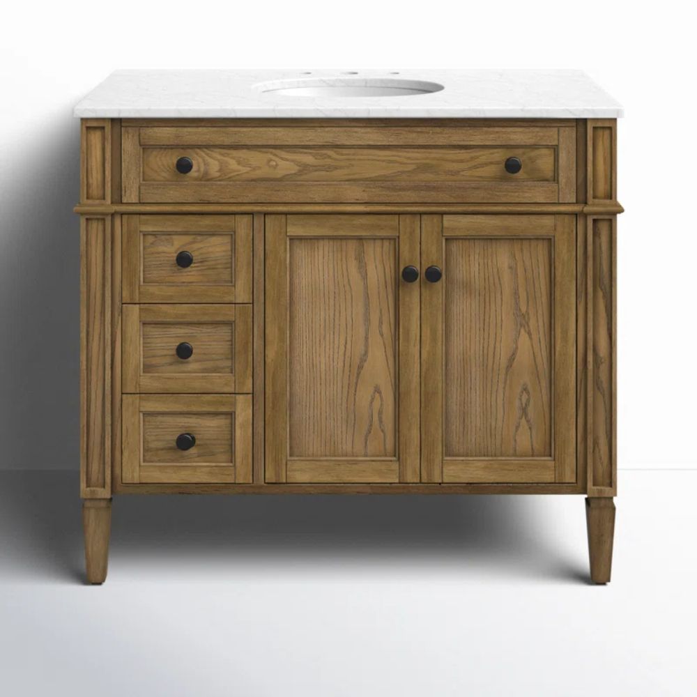 Rivers 40'' Single Bathroom Vanity with Carrara Marble Top