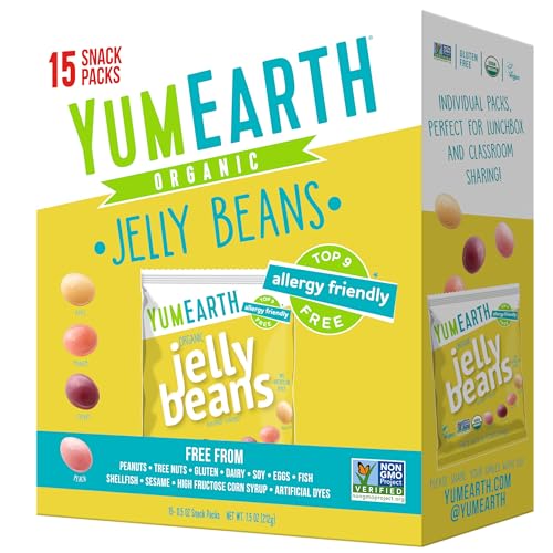 Yumearth Organic Jelly Beans - Fruity Candy Snack Packs, Gluten Free Snacks for Kids - Allergy Friendly, Non-Gmo, No Artificial Flavors or Dyes - Assorted Flavors, 7.5 Oz. (pack of 15)