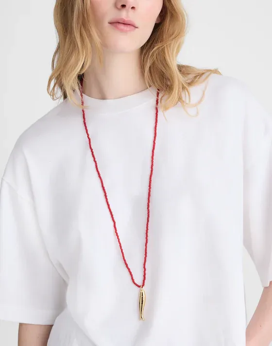 madewell, Fish Pendant Beaded Necklace