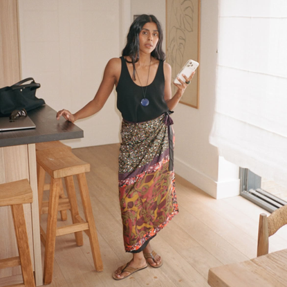 @monikh wears dries van noten wrap skirt