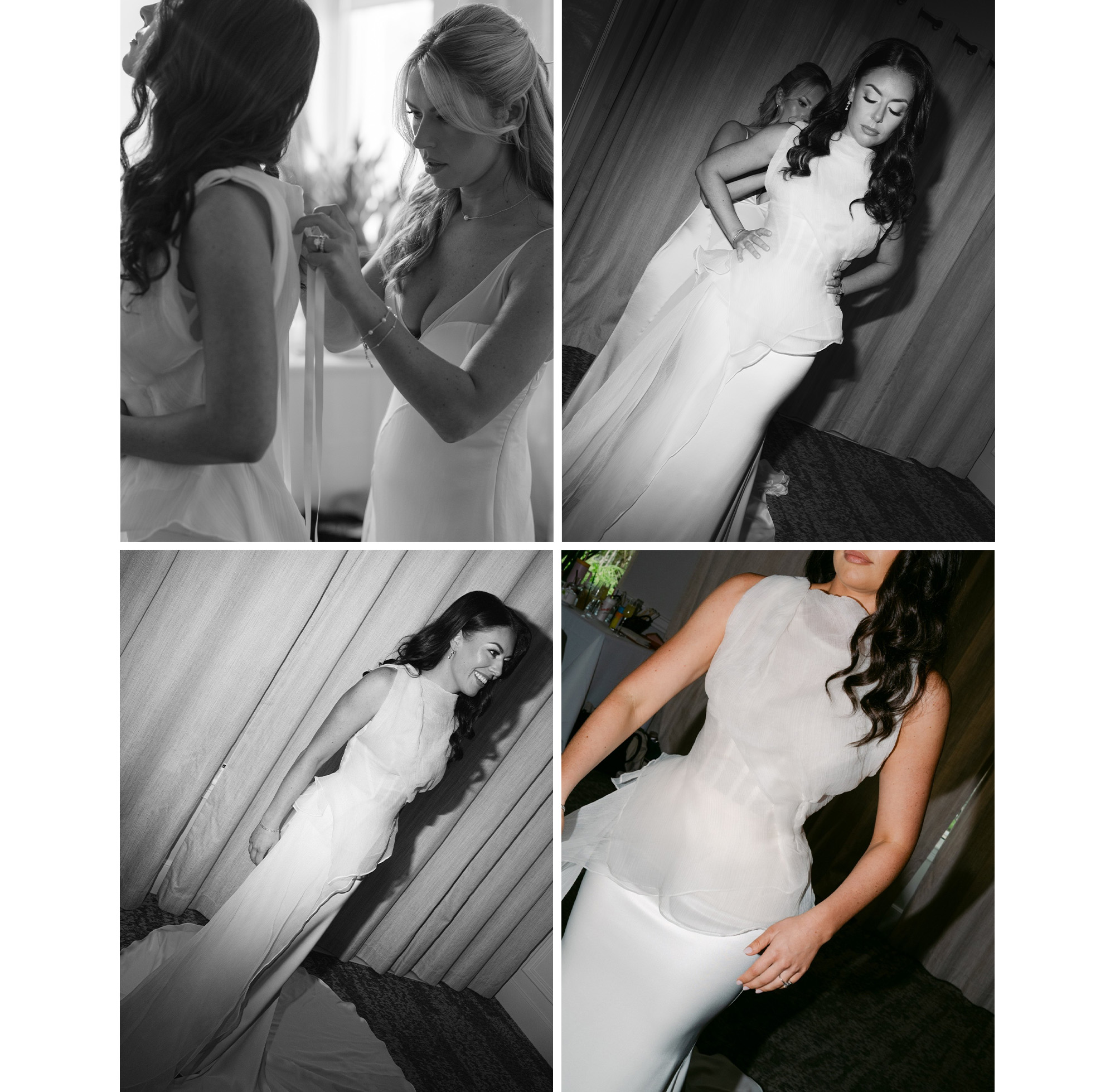 Collage of Kelli Orihuela getting ready for her wedding.