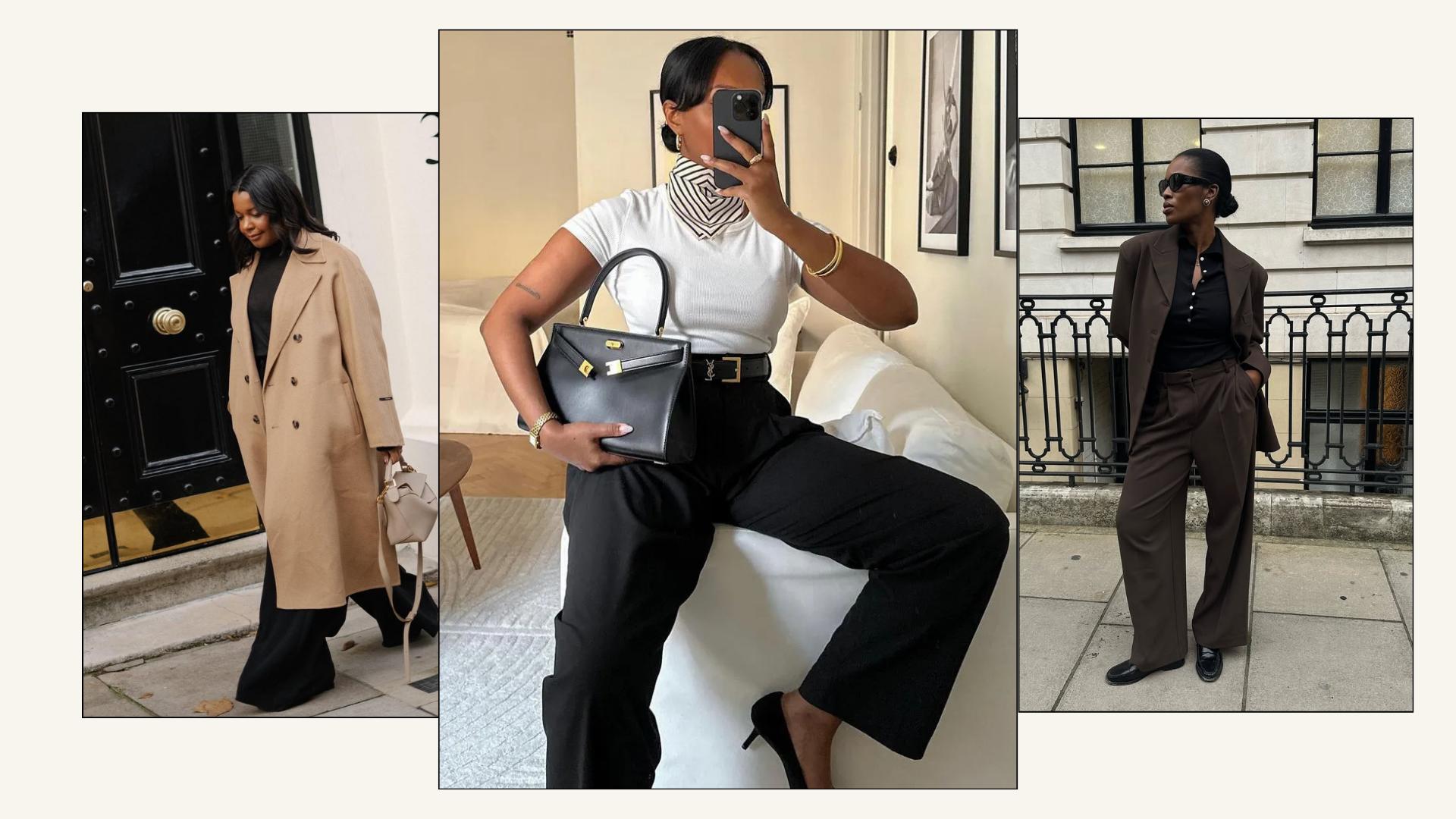 Three different workwear outfit ideas
