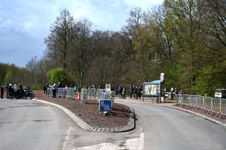 The Arenberg chicane, with the entry to the cobbled sector on the right
