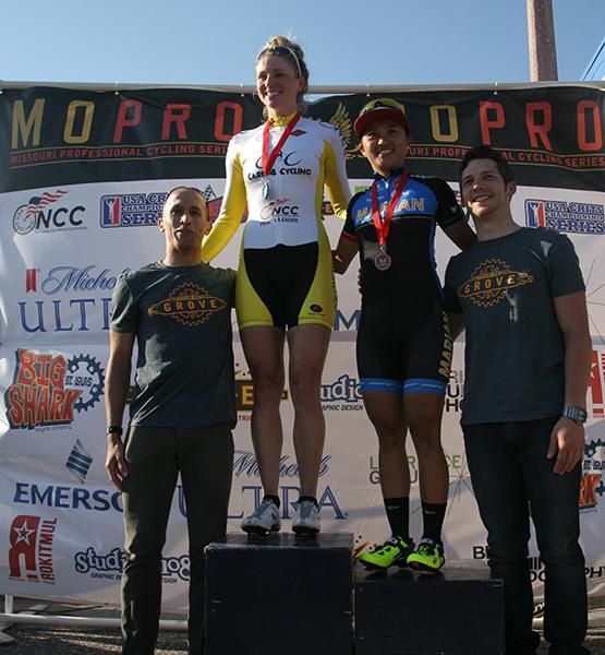 Erica Allar on top of the women's podium