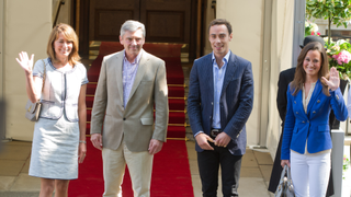 Carole, Michael, James and Philippa Middleton depart the Goring Hotel in London on April 30, 2011 in London, England