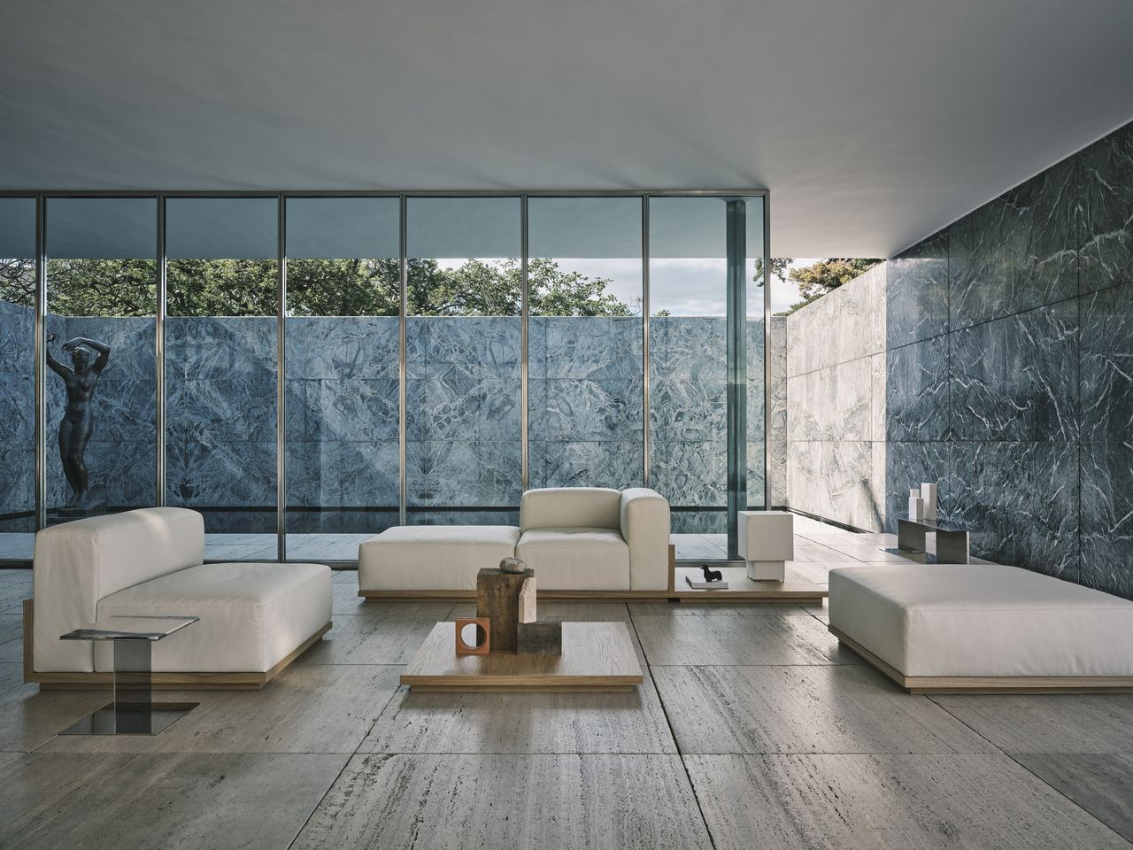 furniture arranged across minimalist interior