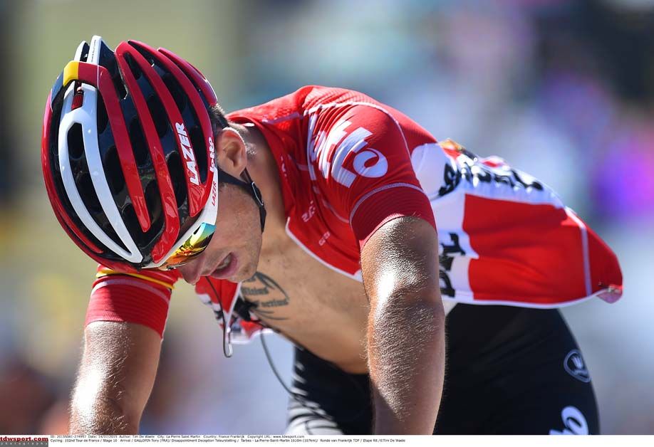 An exhausted Tony Gallopin after a scorching stage 10 of the Tour de France