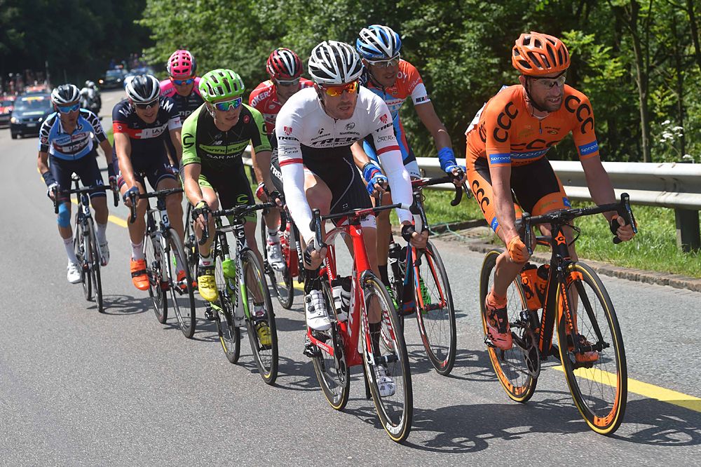 Gregory Rast (Trek) in the breakaway on stage 5 of the Tour de Suisse