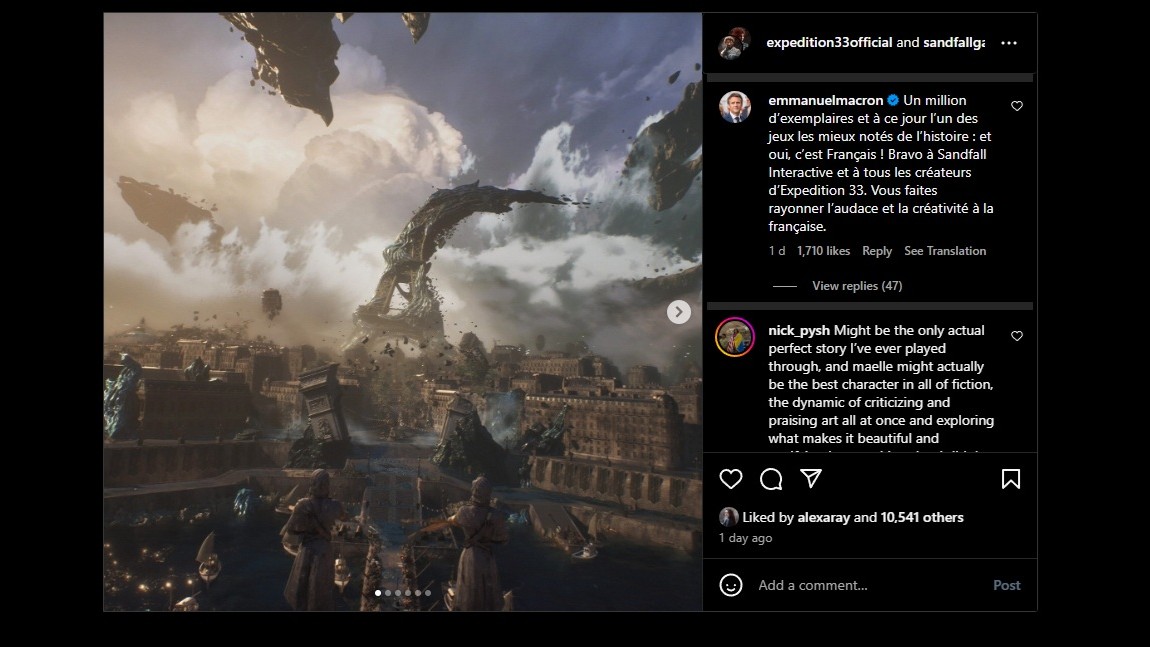 Shot of a comment on Instagram in French (translated in following text)