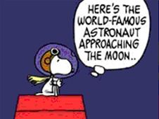 Detail from a space-related Peanuts strip from March 13, 1969. Courtesy of United Media via NASA.