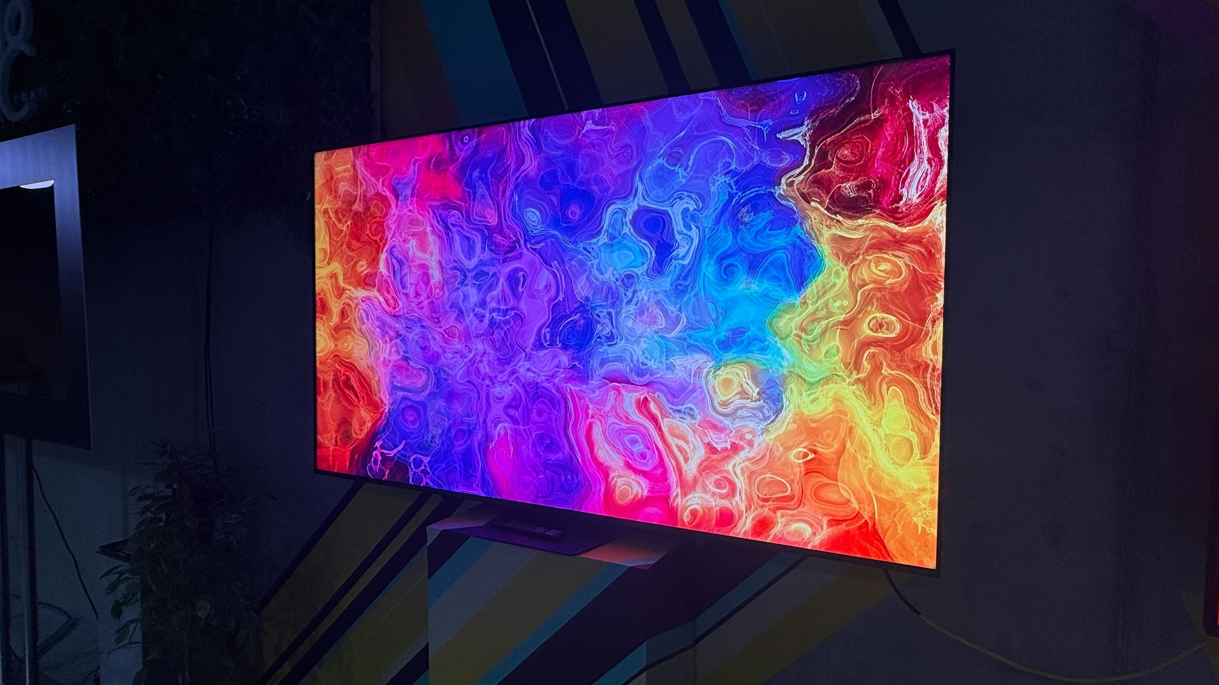 Hisense UR8 on a stand at a press event