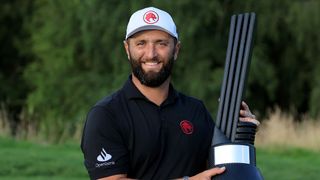 Jon Rahm with the LIV Golf United Kingdom trophy