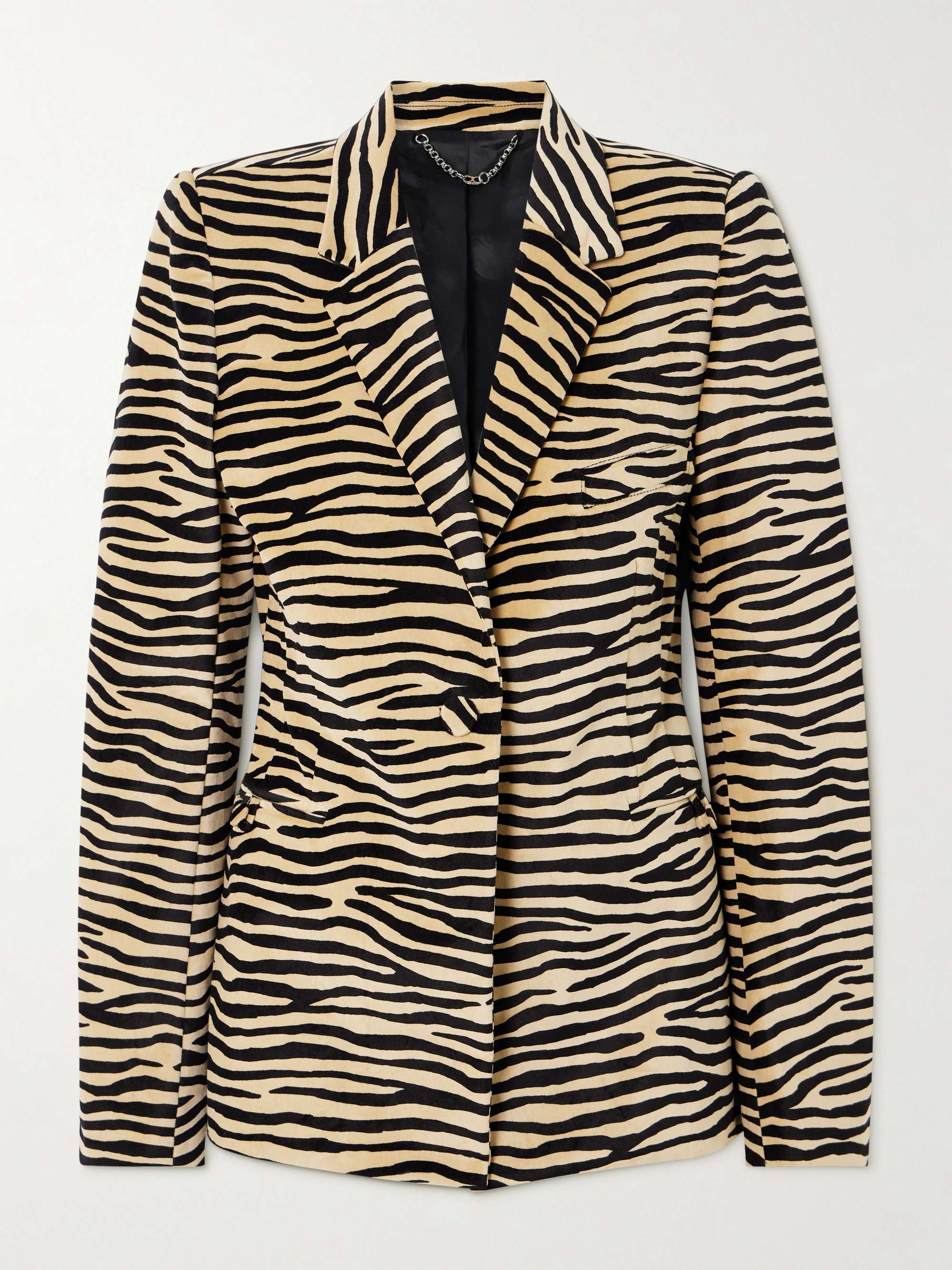 Zebra-Print Cotton-Blend Velvet Blazer