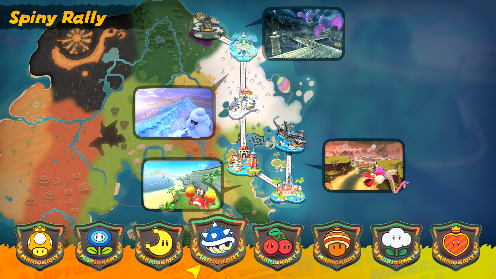 The Spiny Rally map in Mario Kart World