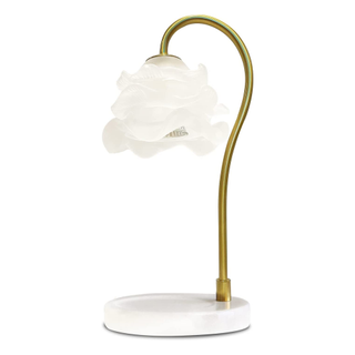 A dreamy gold and white candle warmer lamp with a rose petal look