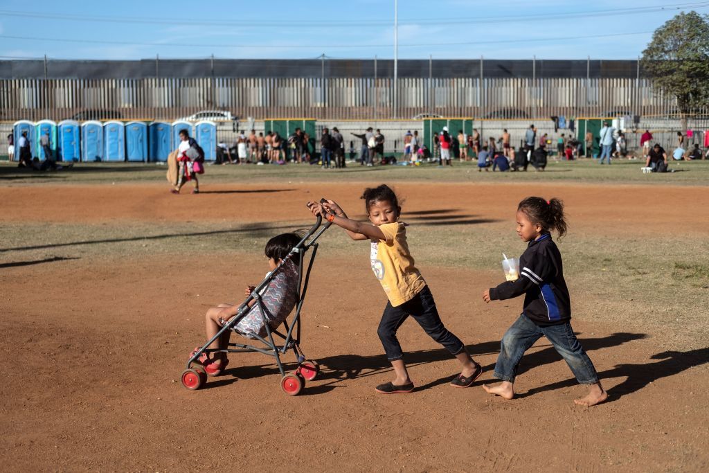 Central American migrants moving towards the United States in hopes of a better life, near the US-Mexico border in Tijuana, Mexico, on November 17, 2018.