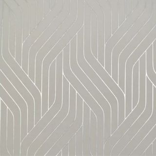 A gray square with a silver wiggly line pattern woven across it