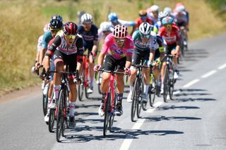 MENDE FRANCE JULY 16 LR Marc Soler Gimenez of Spain and UAE Team Emirates and Alberto Bettiol of Italy and Team EF Education Easypost compete in the breakaway during the 109th Tour de France 2022 Stage 14 a 1925km stage from SaintEtienne to Mende 1009m TDF2022 WorldTour on July 16 2022 in Mende France Photo by Alex BroadwayGetty Images