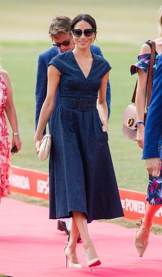 Duchess of Sussex in Carolina Herrera at Sentebale Polo 2018