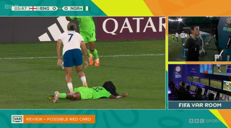 Lauren James red card BBC Women&#039;s World Cup England Nigeria Michelle Alozie