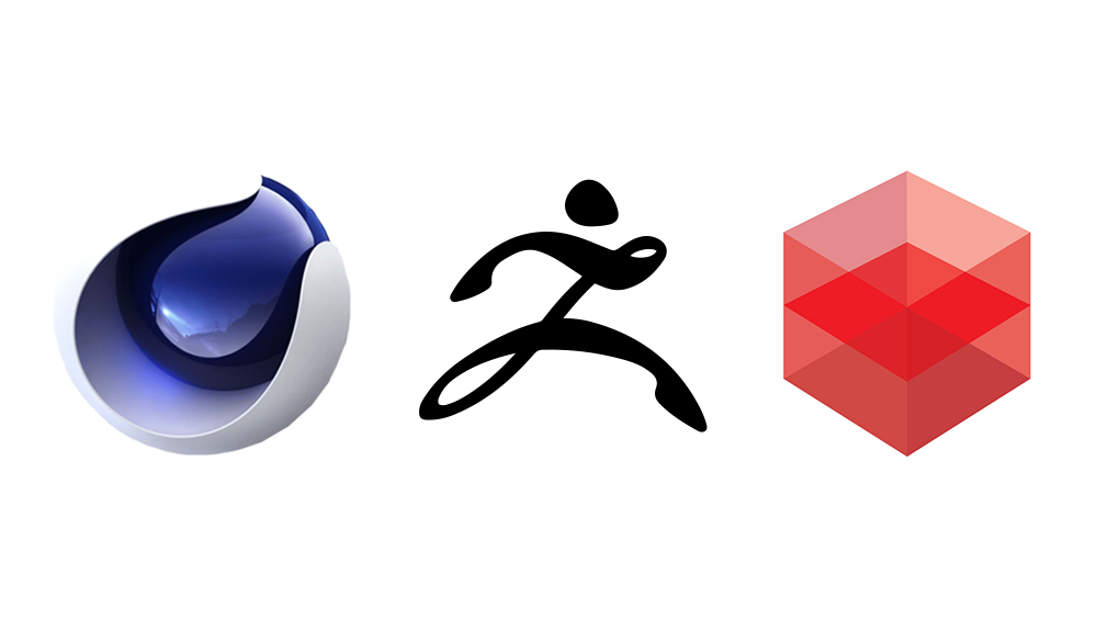 Old Maxon logo designs for Cinema 4D, ZBrush and Redshift