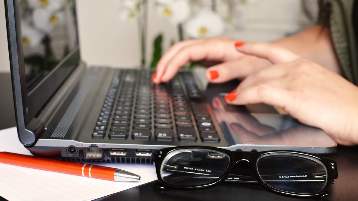 Woman working on laptop