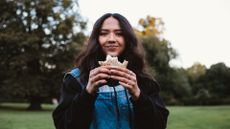 woman eating a sandwich