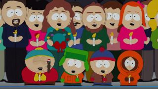 The people of South Park singing 