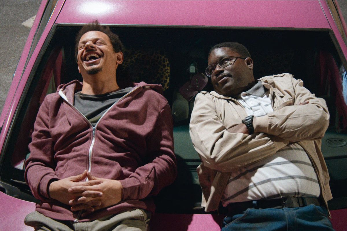 Eric Andre and Lil Rel Howery star as Chris and Bud in &#039;Bad Trip,&#039; a hidden-camera comedy about two friends on a road trip to New York so one of them can reunite with his high school crush.