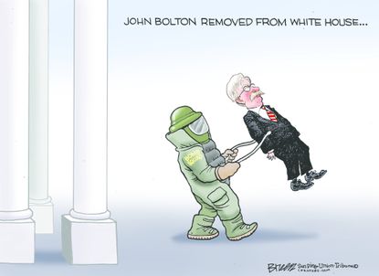 Political Cartoon U.S. Trump John Bolton fired