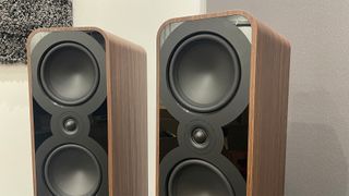 Q Acoustics 5050 floorstanding speakers from front detail of drive units