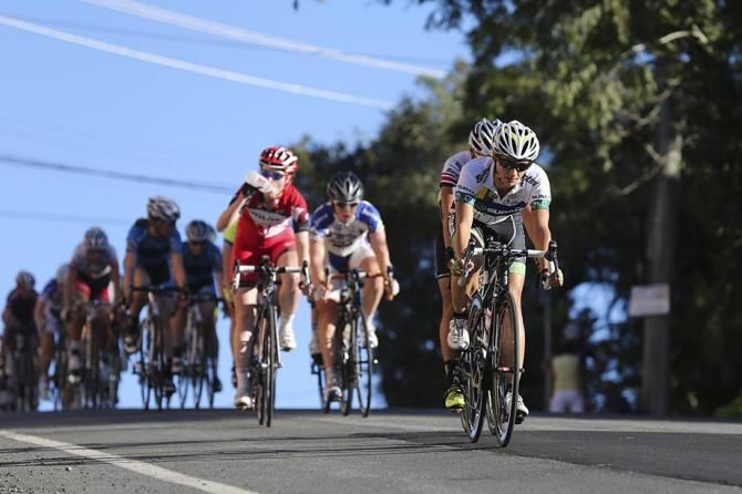NRS leader Katrin Garfott leads on the blisteringly-fast descent