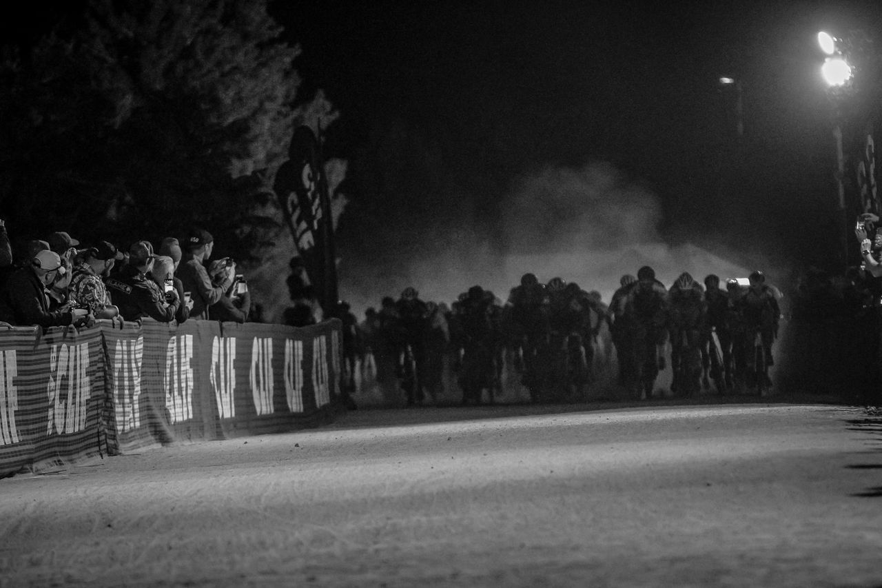 The men leave the start line