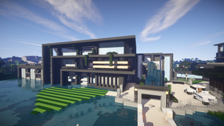 A fashionable and modern Minecraft mansion on the coast.
