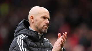 Manchester United manager Erik ten Hag applauds the fans