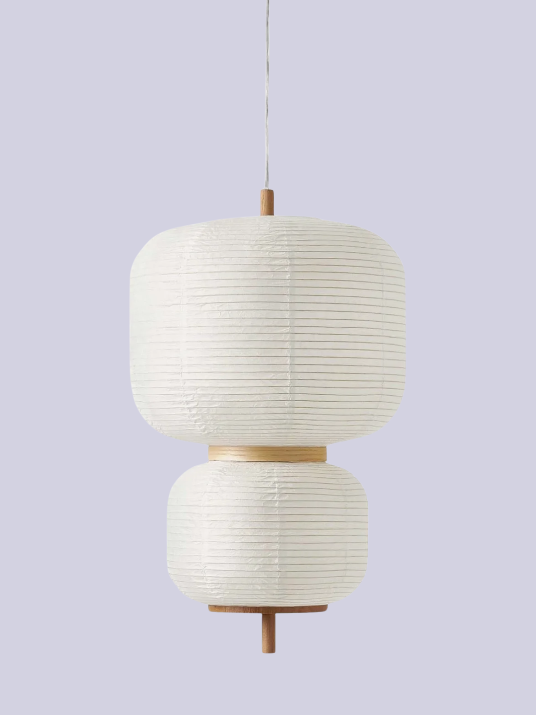A stacked rice paper pendant lamp