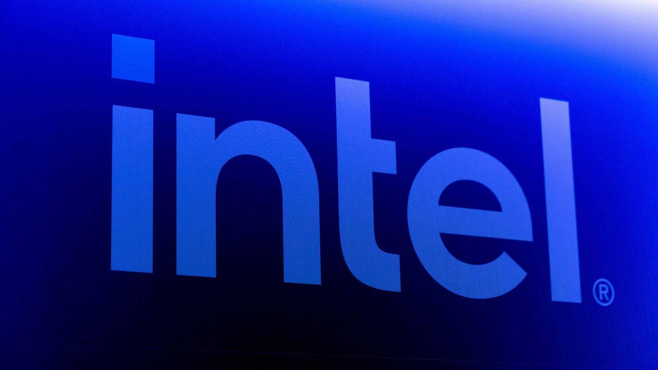 intel stock logo in blue