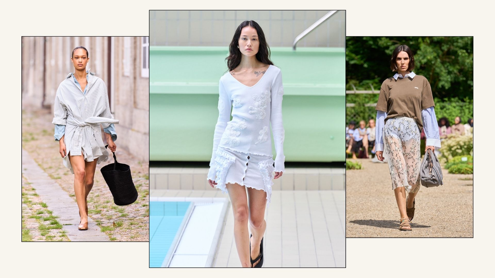 Models walk the Copenhagen Fashion Week Spring Summer 2026 runways at Skall Studio, Opera Sport and Munthe.