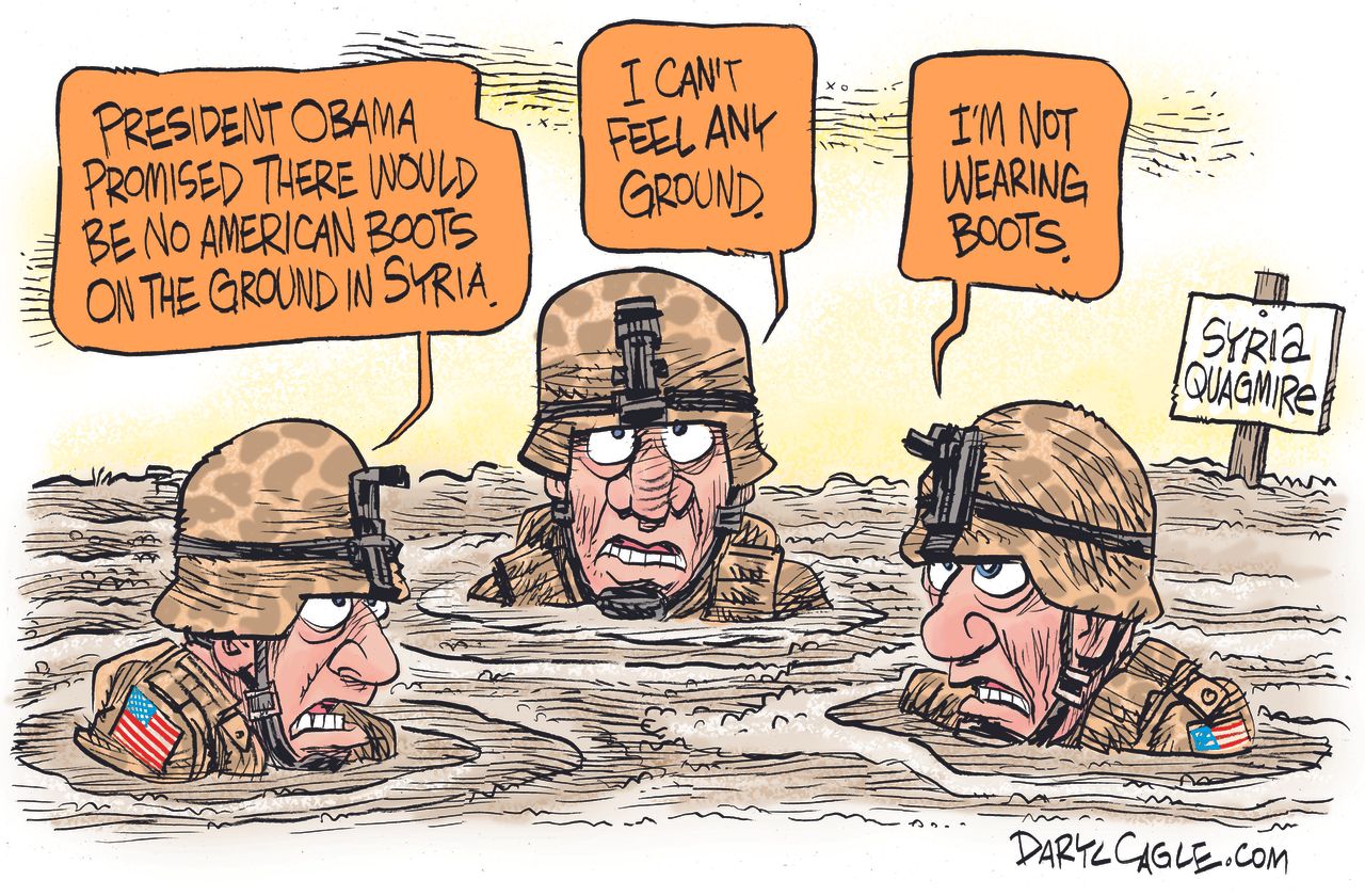 Obama cartoon Syria soldiers