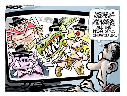 Political cartoon NSA World of Warcraft