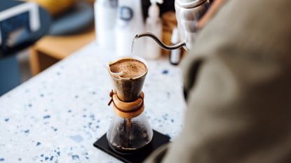 Preparing drip coffee using a gooseneck kettle