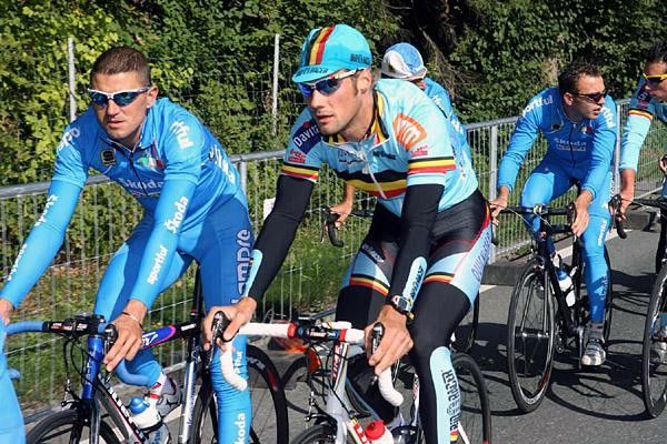 Bruseghin and Boonen talking shop.